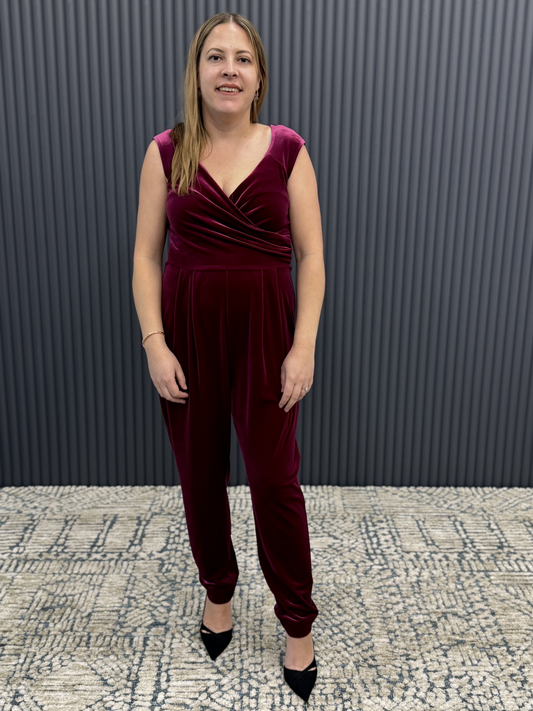 Zero Waste - Freya Jumpsuit in Mulberry Velour