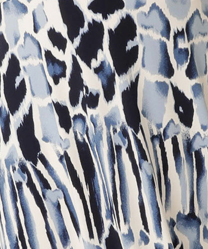A swatch of blue and white print jersey used by Made in Australia women's clothing label, L&F to make a range of workwear for petite to plus size women